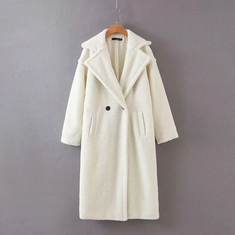 Mid-length lamb fur coat trench coat teddy