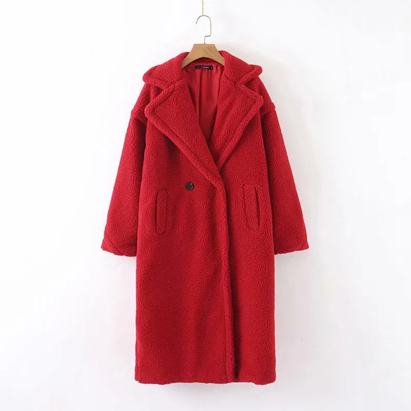 Mid-length lamb fur coat trench coat teddy