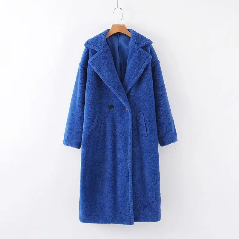 Mid-length lamb fur coat trench coat teddy