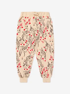 Mini Rodini Girls Organic Cotton Unicorn Sweatpants in Yellow