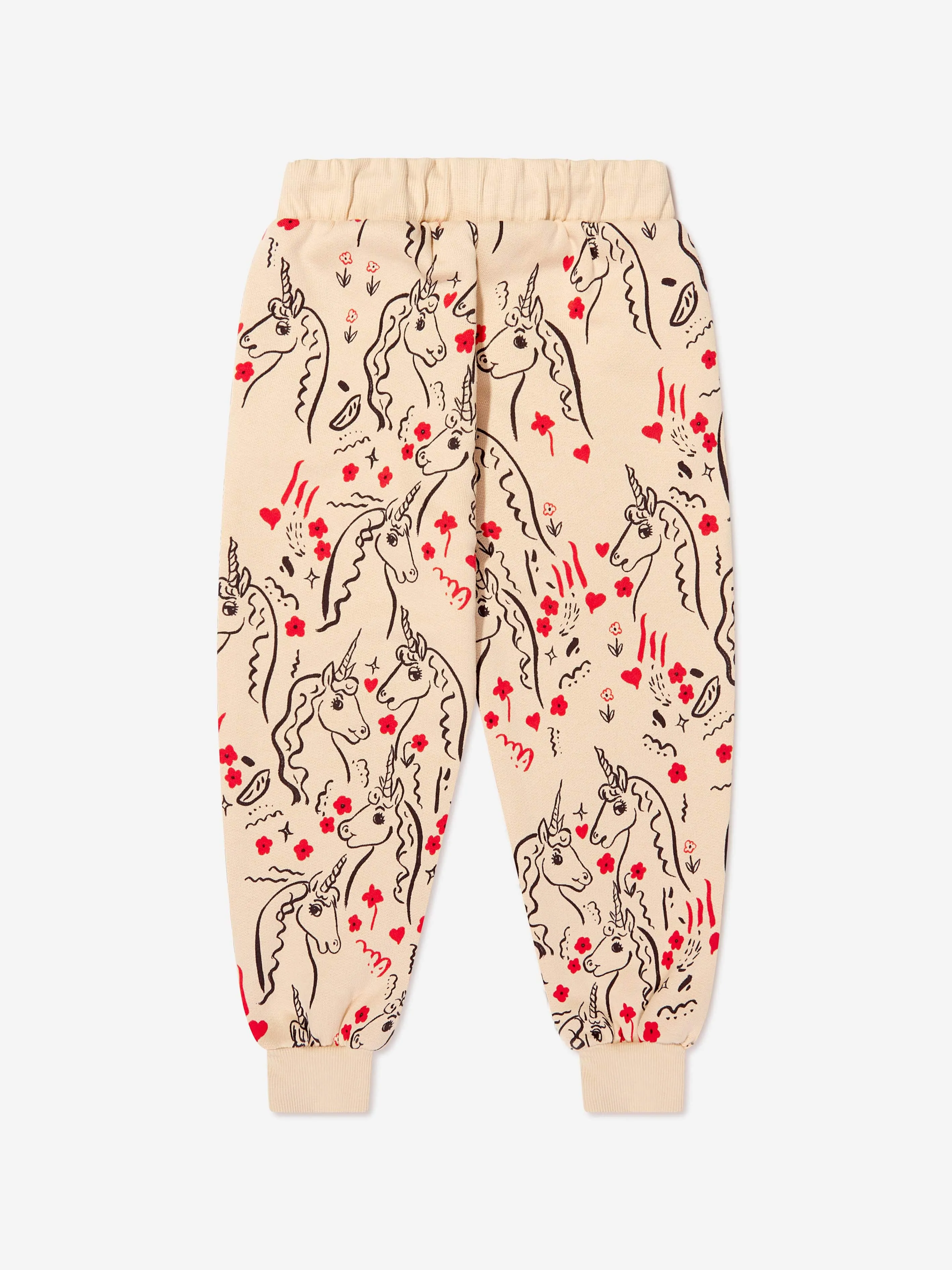 Mini Rodini Girls Organic Cotton Unicorn Sweatpants in Yellow