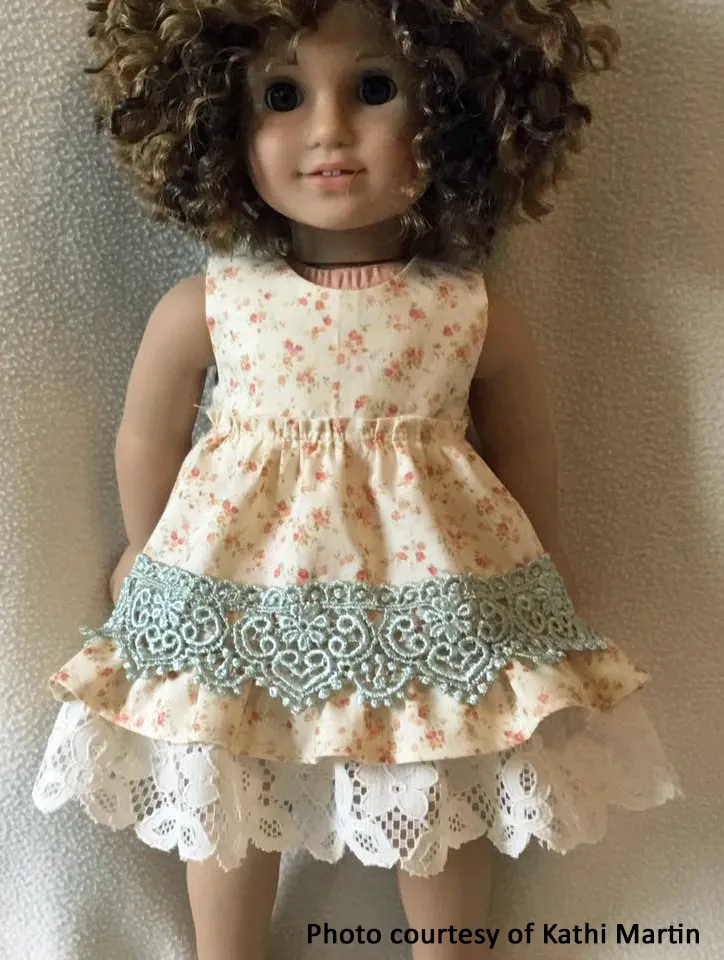 Mori Girl Ruffled Dress 18 Inch Doll Sewing Pattern