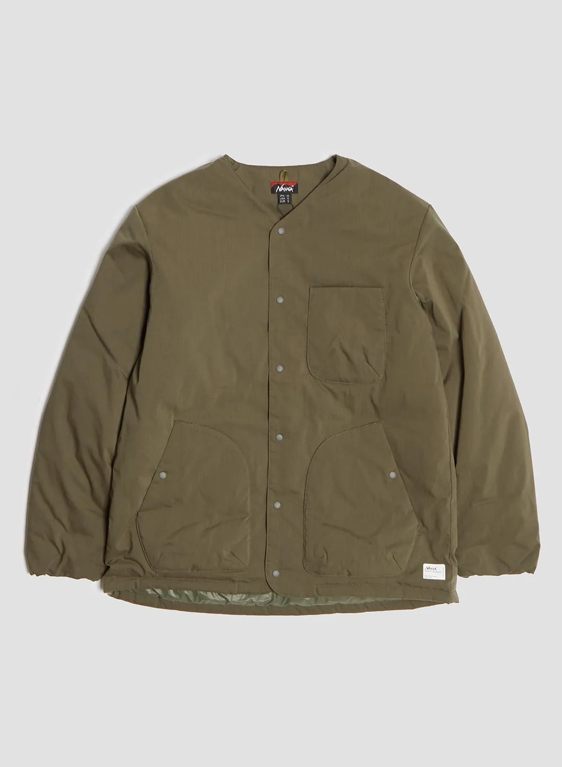 Nanga Hinoc Ripstop Inner Down Cardigan in Army Green