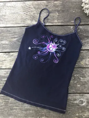 Navy Blue and Hot Pink Galaxy Batik Tank Top