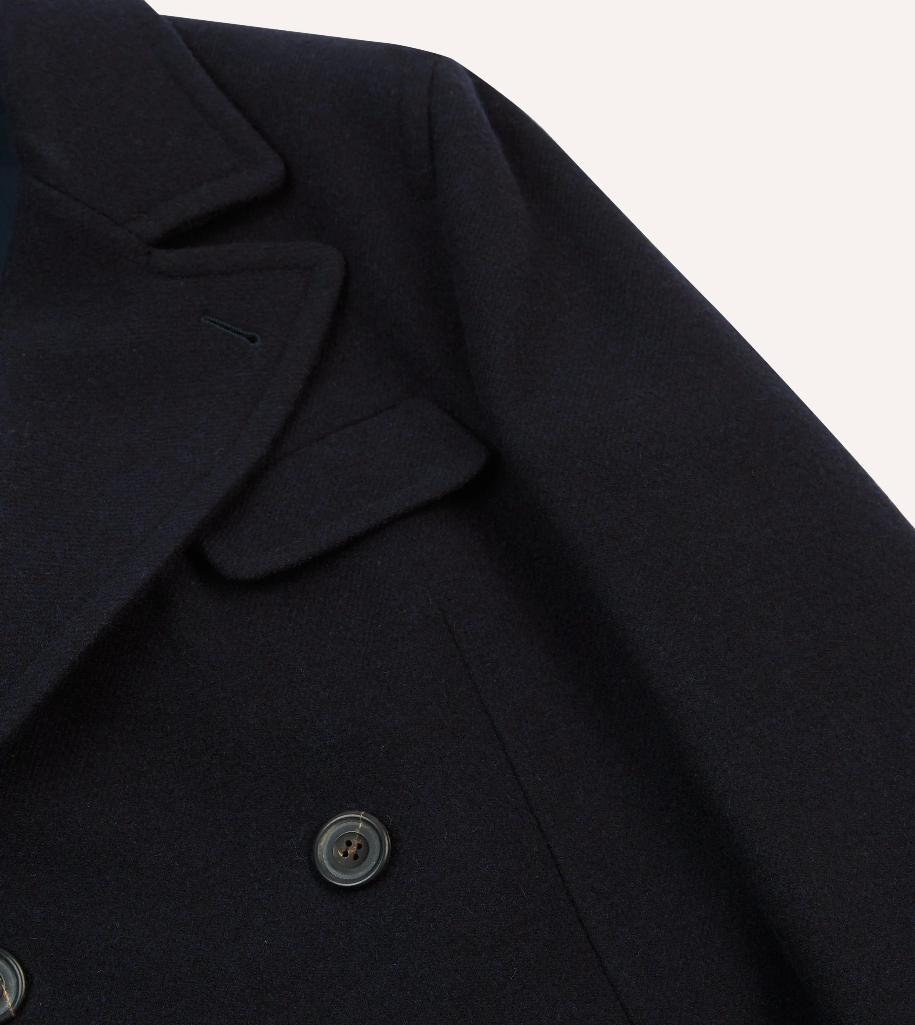 Navy Double-Breasted Wool Overcoat