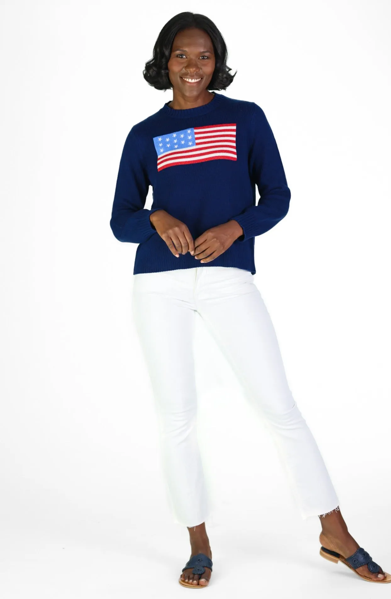 Navy Sport Crew Flag Sweater