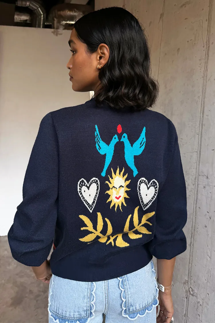 Navy Sundazed Cardigan