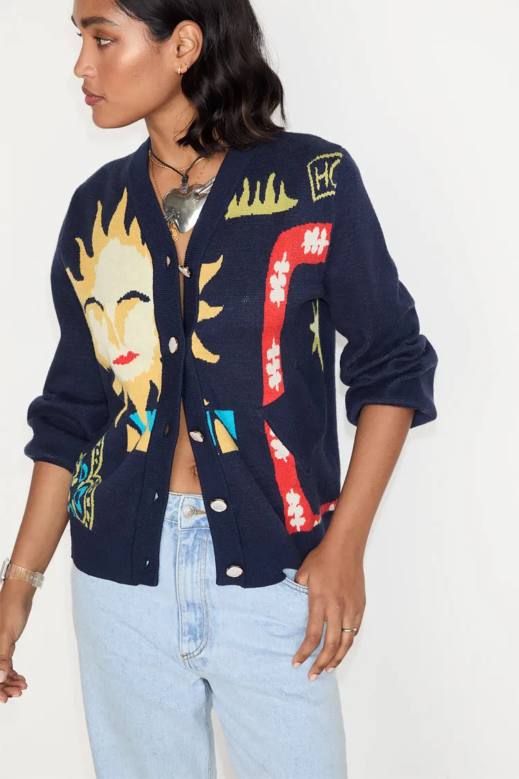 Navy Sundazed Cardigan