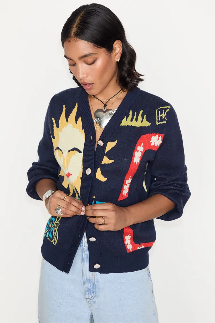 Navy Sundazed Cardigan