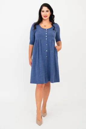 Nelly 3/4 Sleeve Dress, Denim, Bamboo