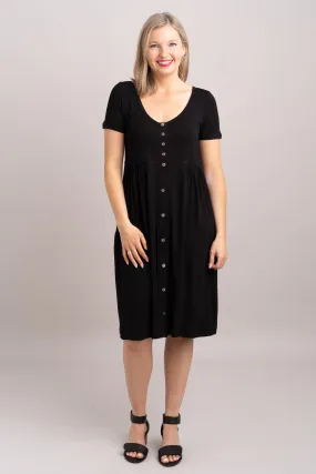 Nelly Short Sleeve Dress, Black, Bamboo