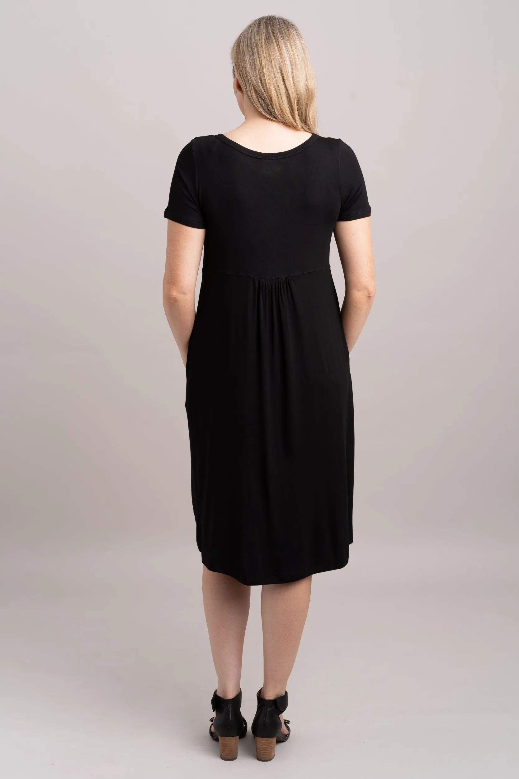 Nelly Short Sleeve Dress, Black, Bamboo