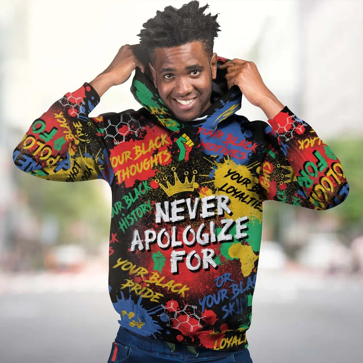 Never Apologize For Being Black All-over Hoodie