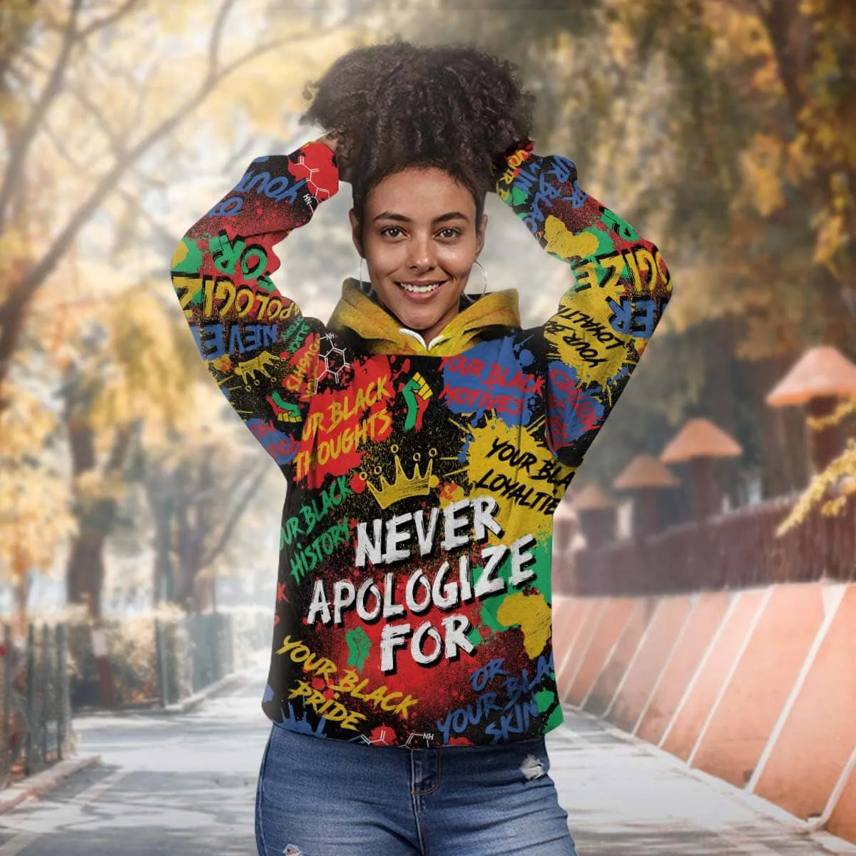 Never Apologize For Being Black All-over Hoodie