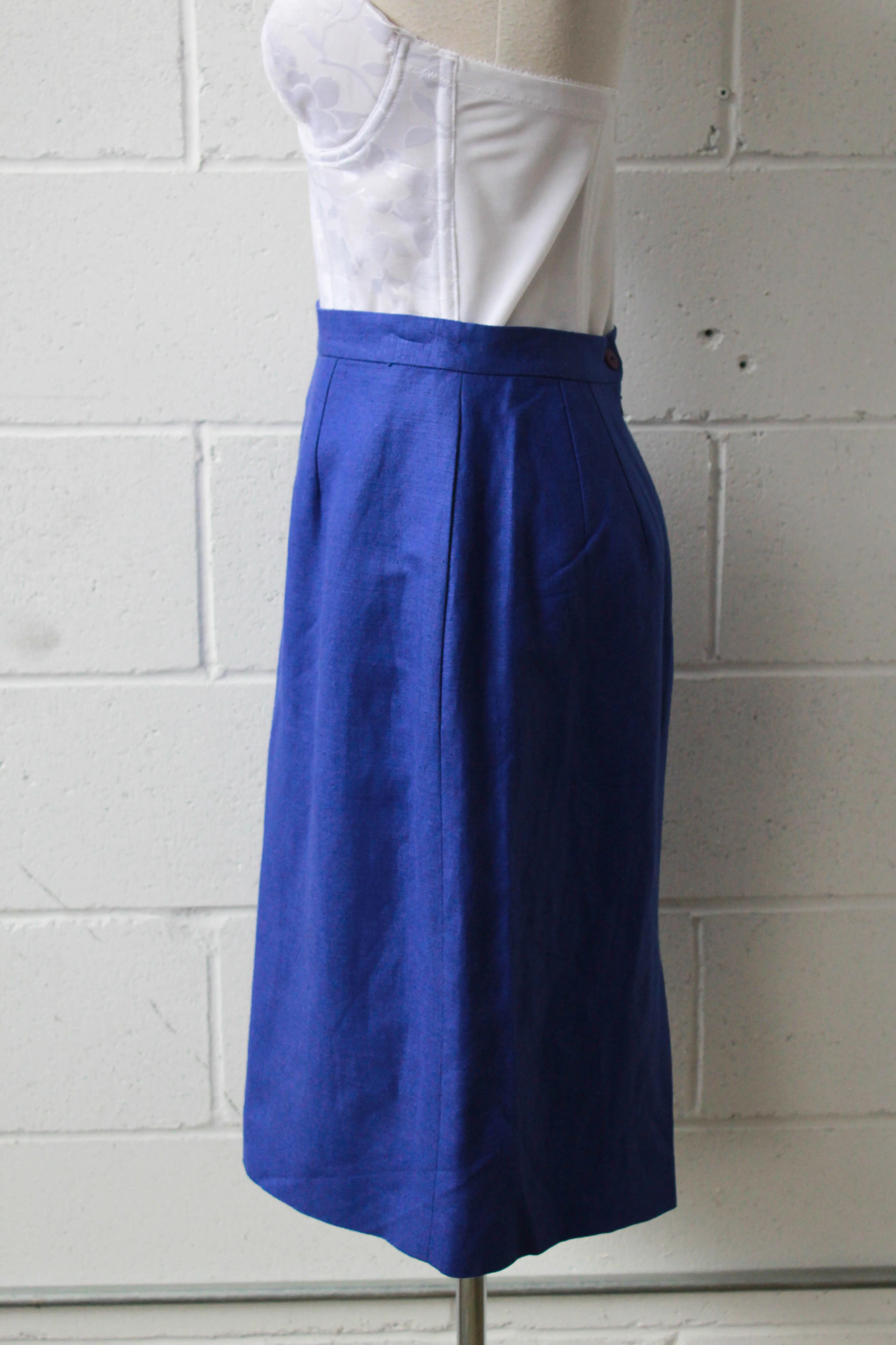 Ocean Blue Pencil Skirt, Waist 28"