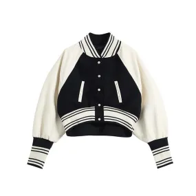 Old School Long Sleeve Oversized Crop Bomber Jacket