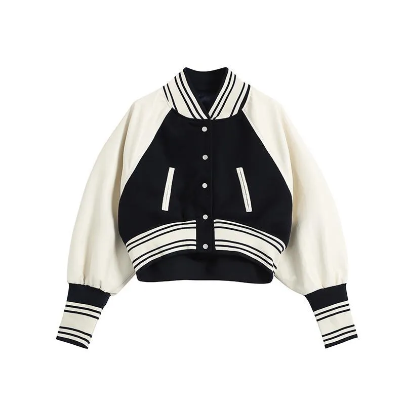 Old School Long Sleeve Oversized Crop Bomber Jacket