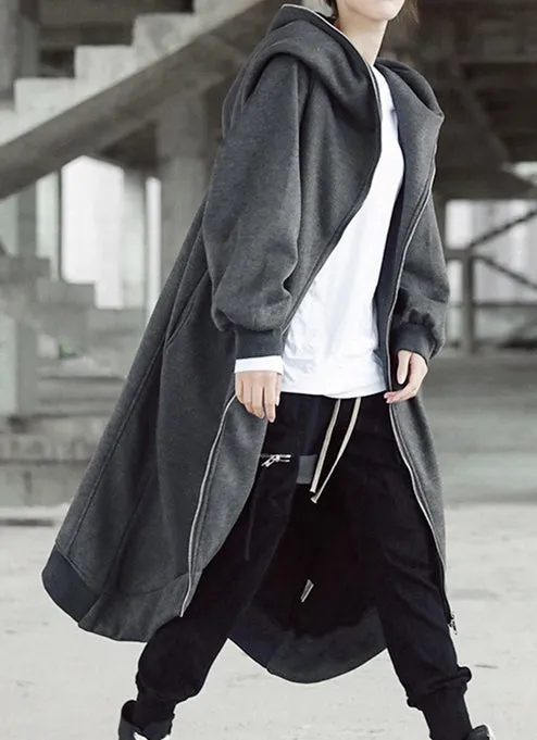 Overlong Gotham City Hooded Irregular Long Loose Windbreaker Coat