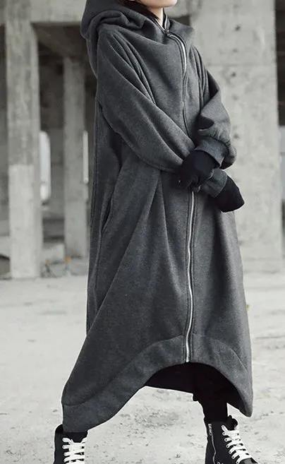 Overlong Gotham City Hooded Irregular Long Loose Windbreaker Coat