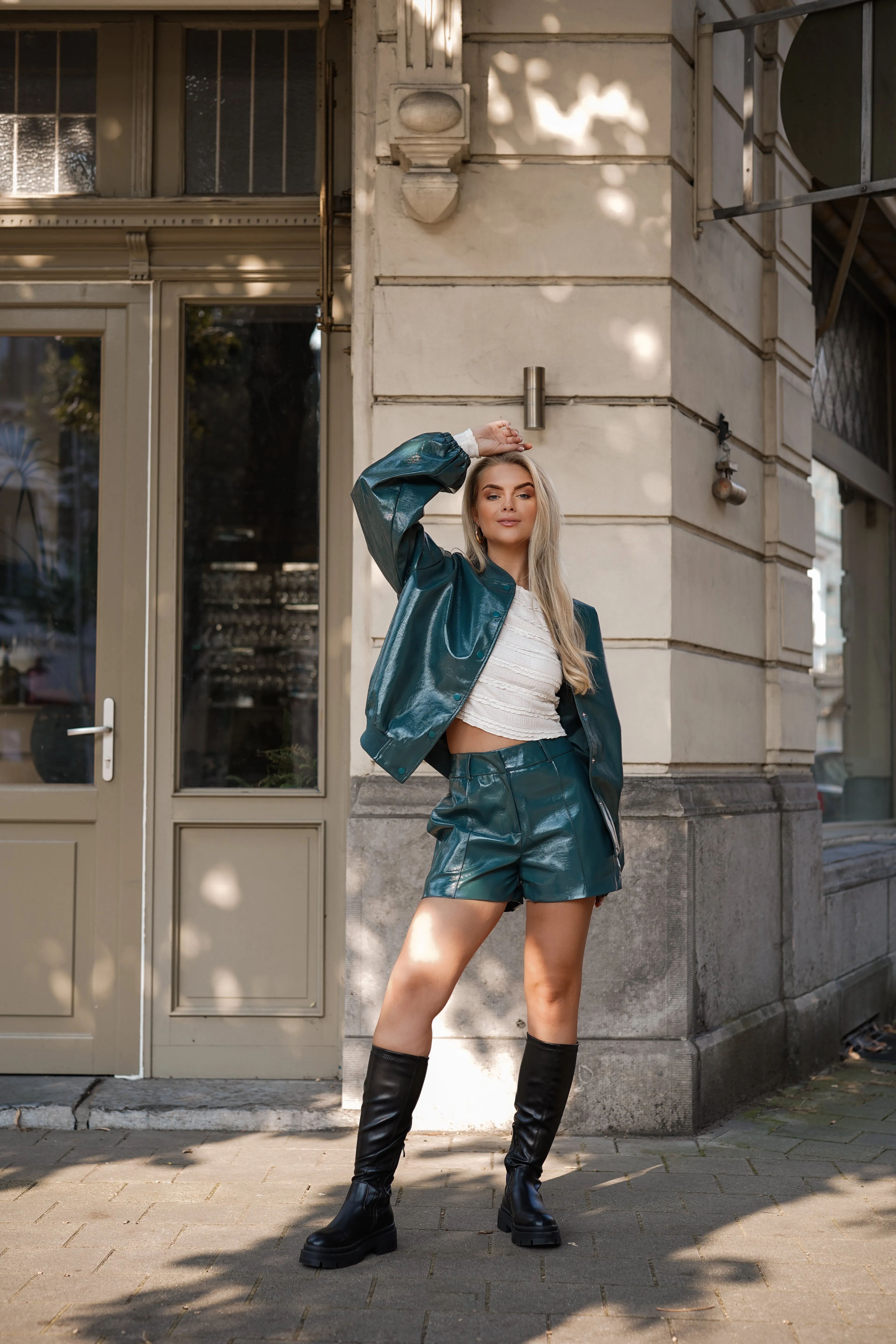 Oversized bomber jack lak groen - Britney