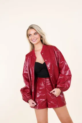 Oversized bomber jack lak rood - Britney