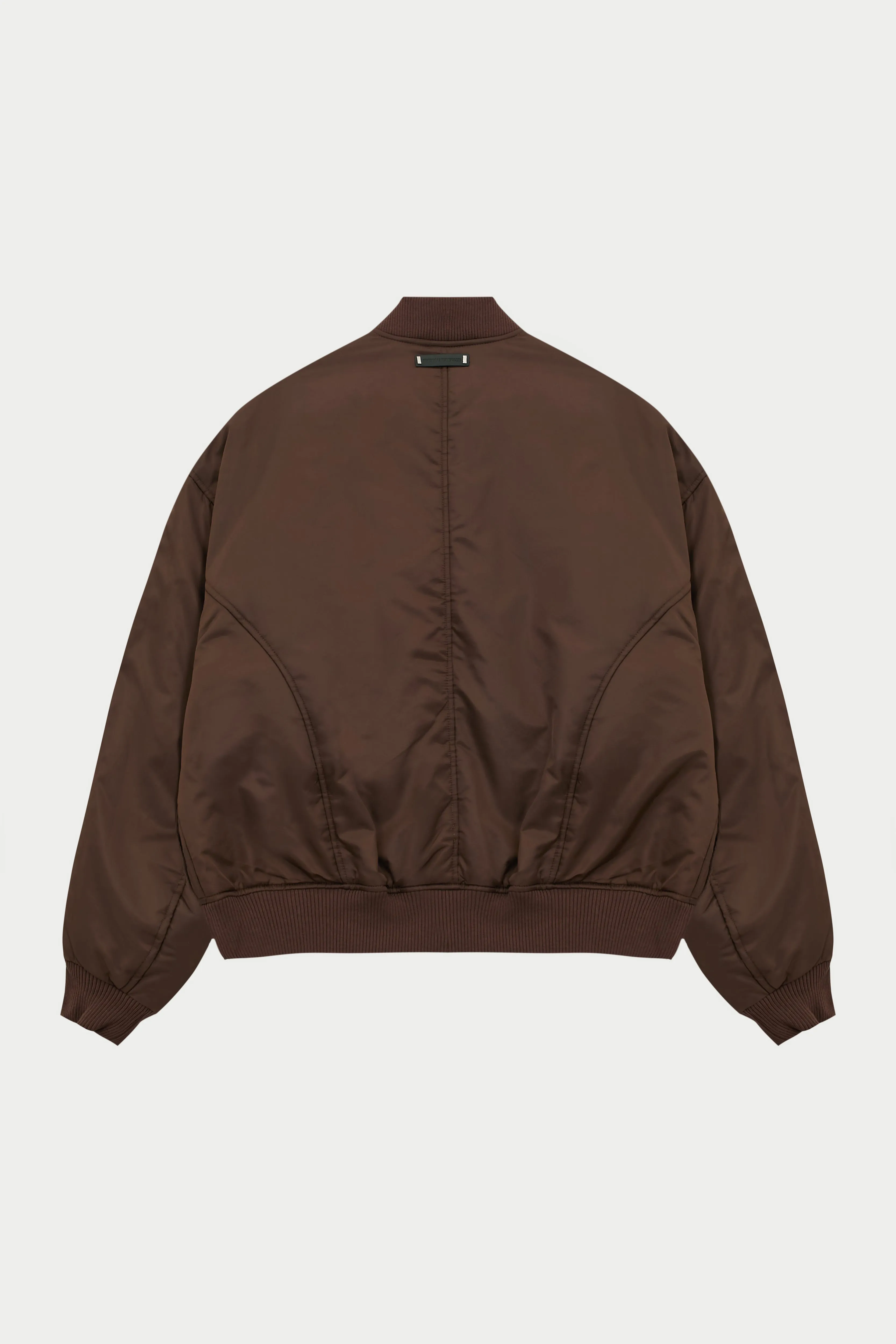 OVERSIZED EMBLEM BOMBER JACKET - BROWN