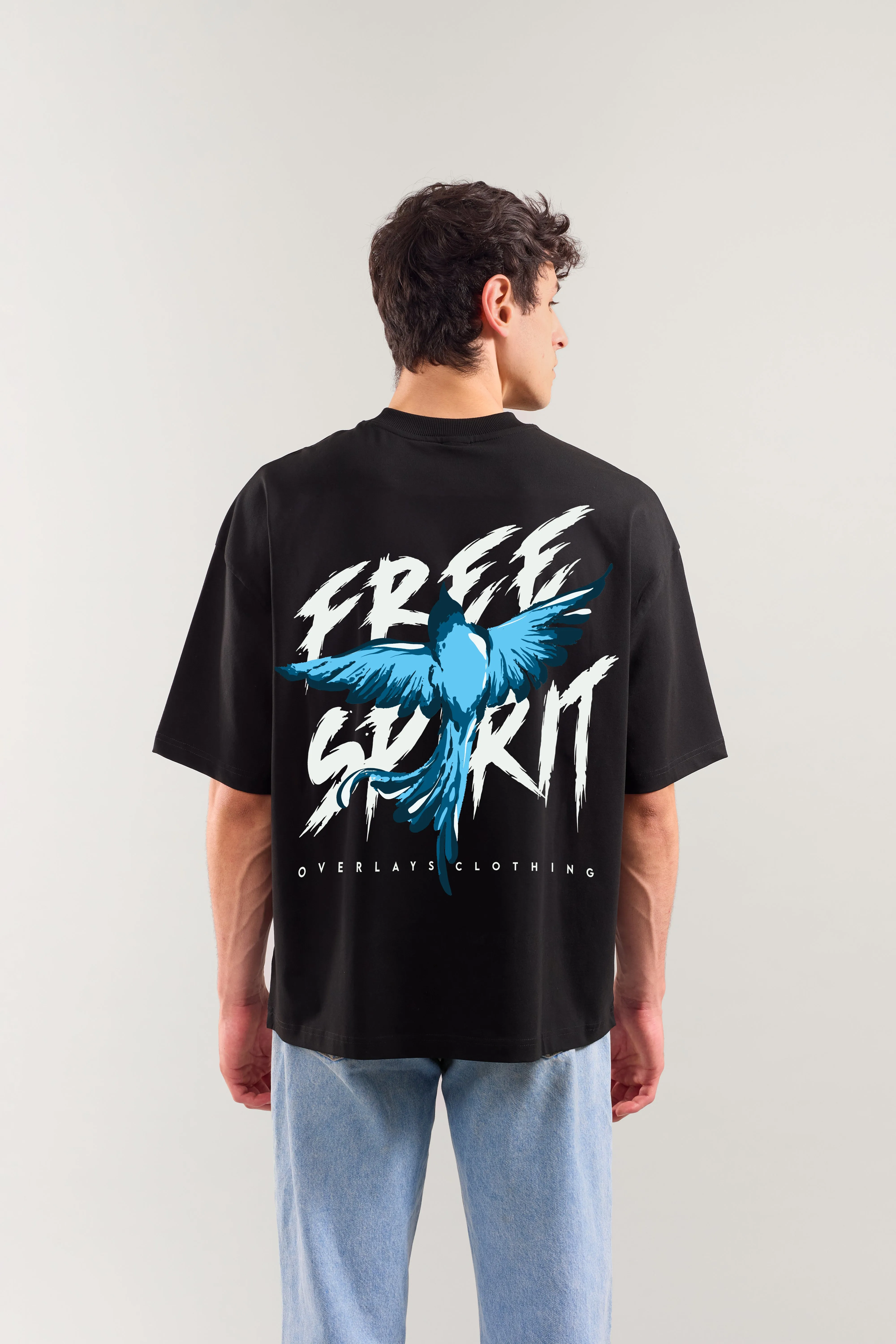 Oversized Free Spirit Black T-shirt - Heavy Weight