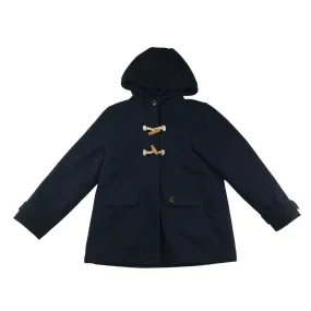 Petit Bateau coat 9-10 years navy blue A-line hooded wool-mix