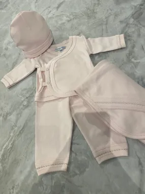 Pink Three Piece Set with White Stitching