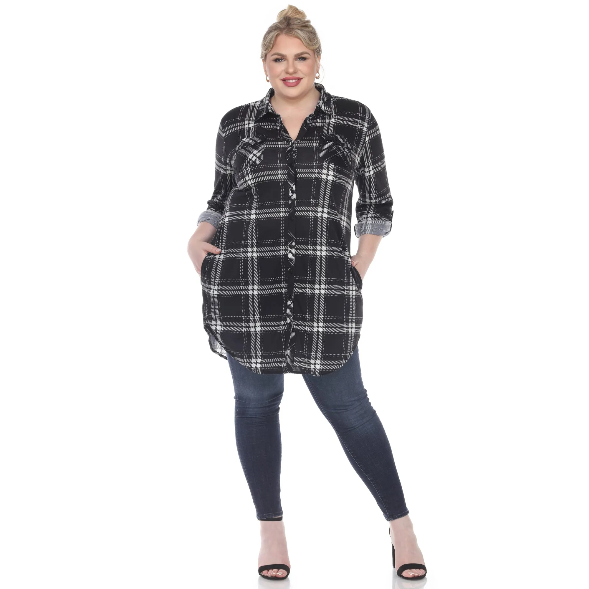 Plaid Tunic Top - Plus