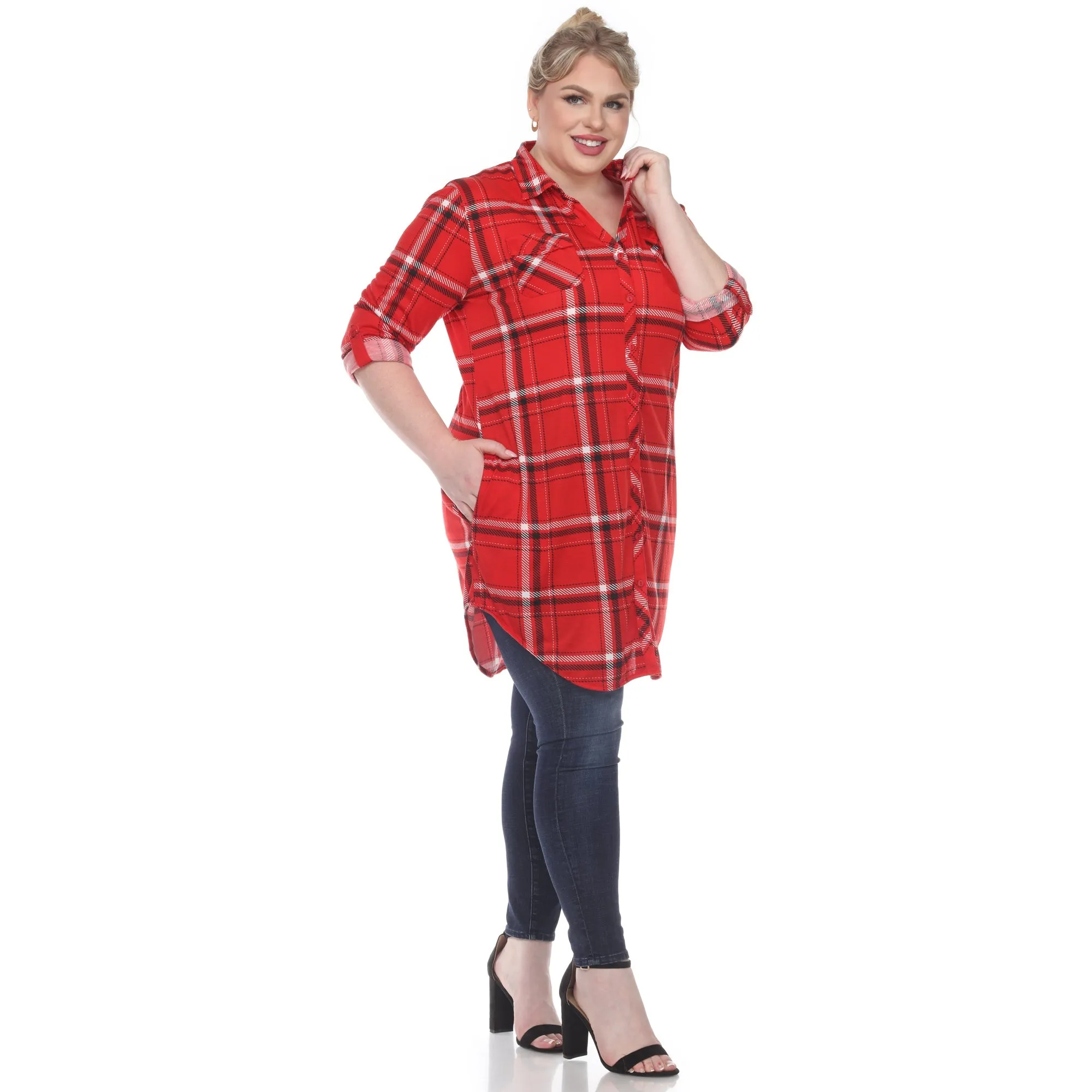 Plaid Tunic Top - Plus