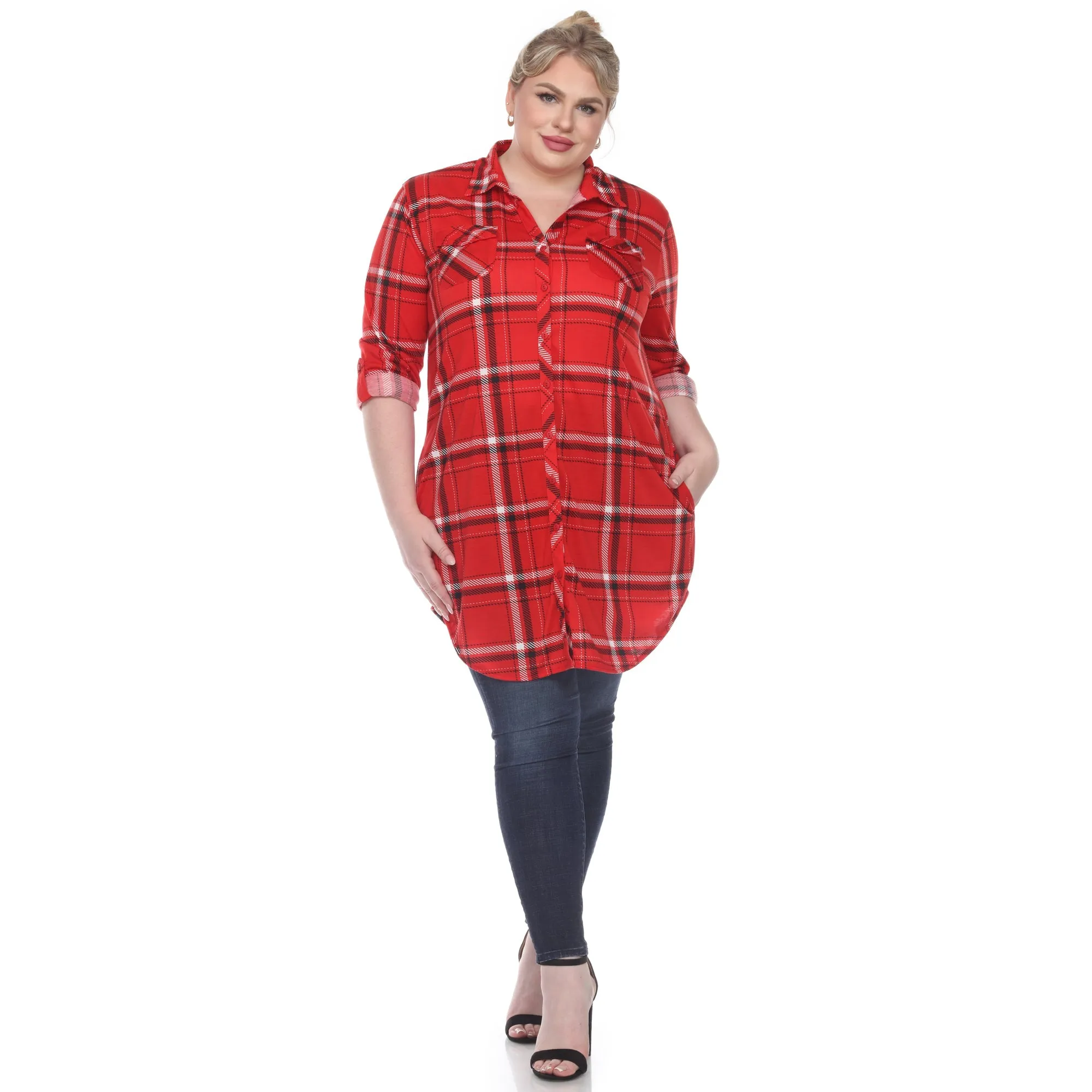 Plaid Tunic Top - Plus