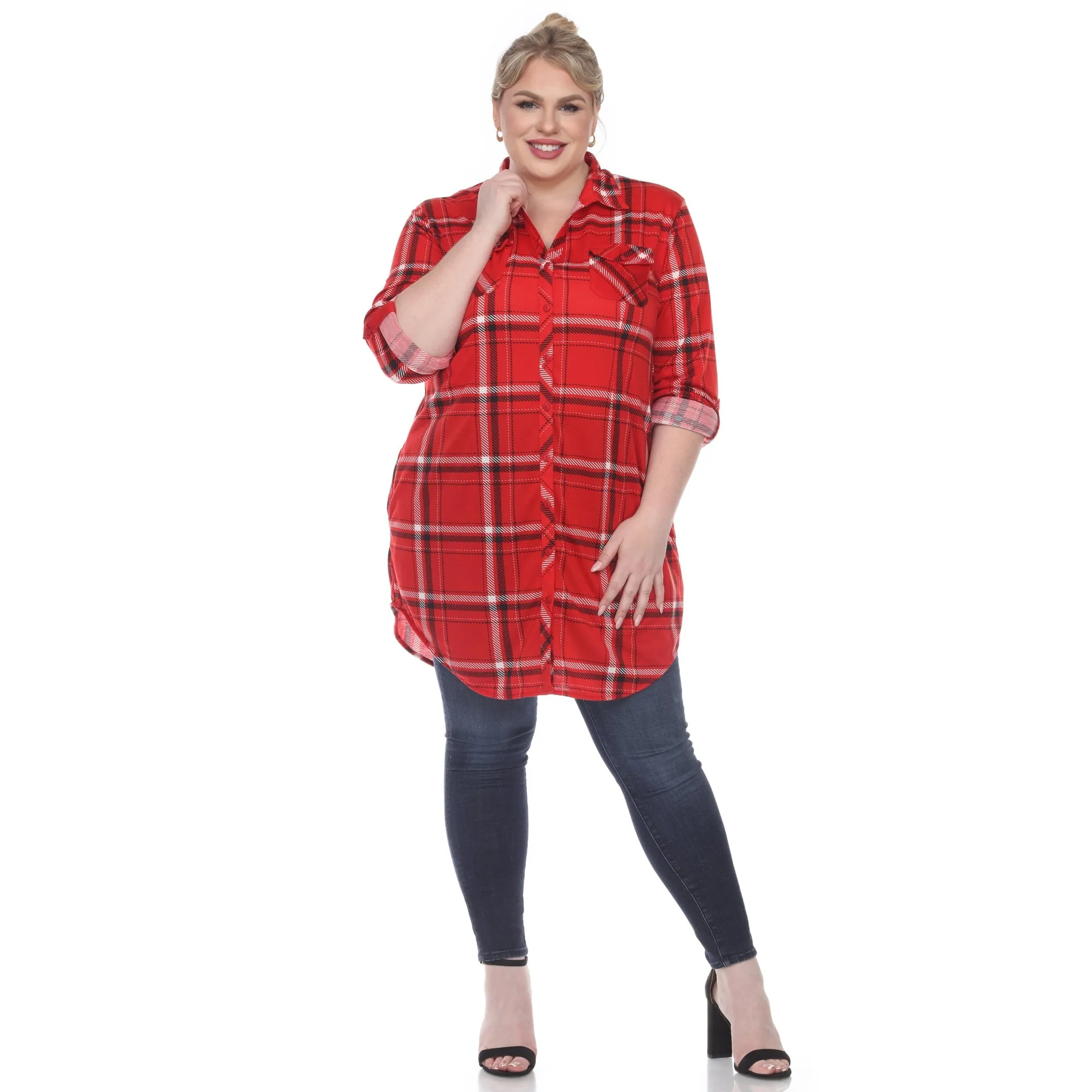 Plaid Tunic Top - Plus