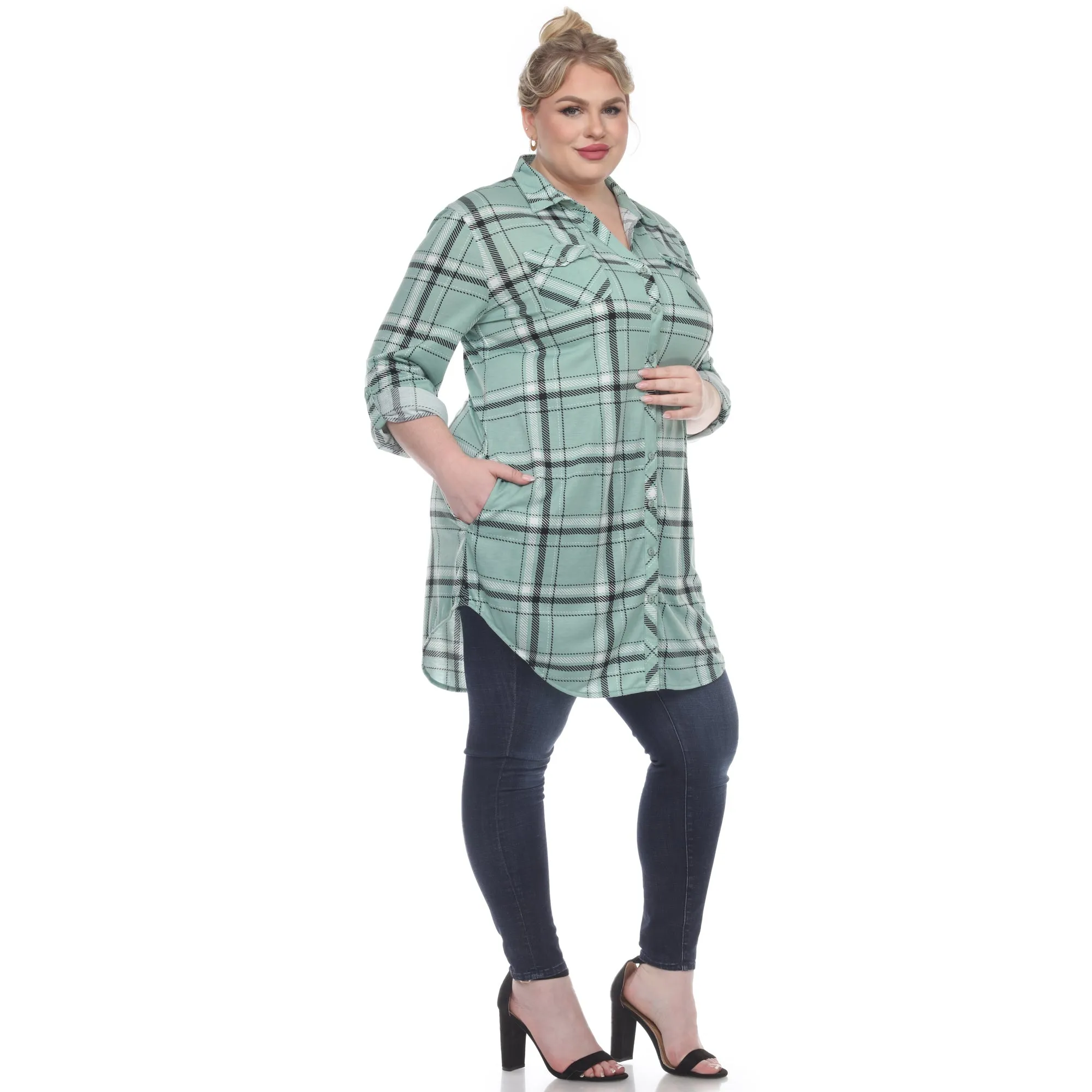 Plaid Tunic Top - Plus