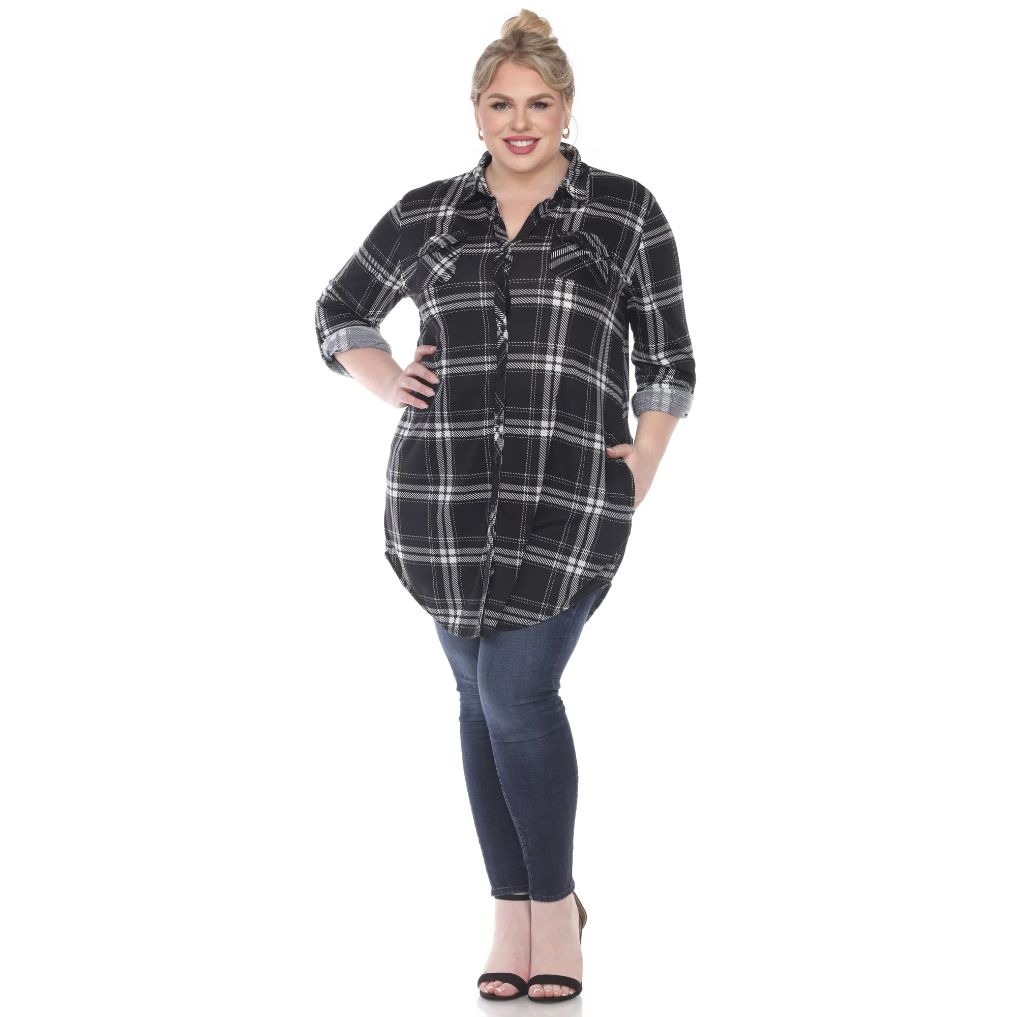 Plaid Tunic Top - Plus