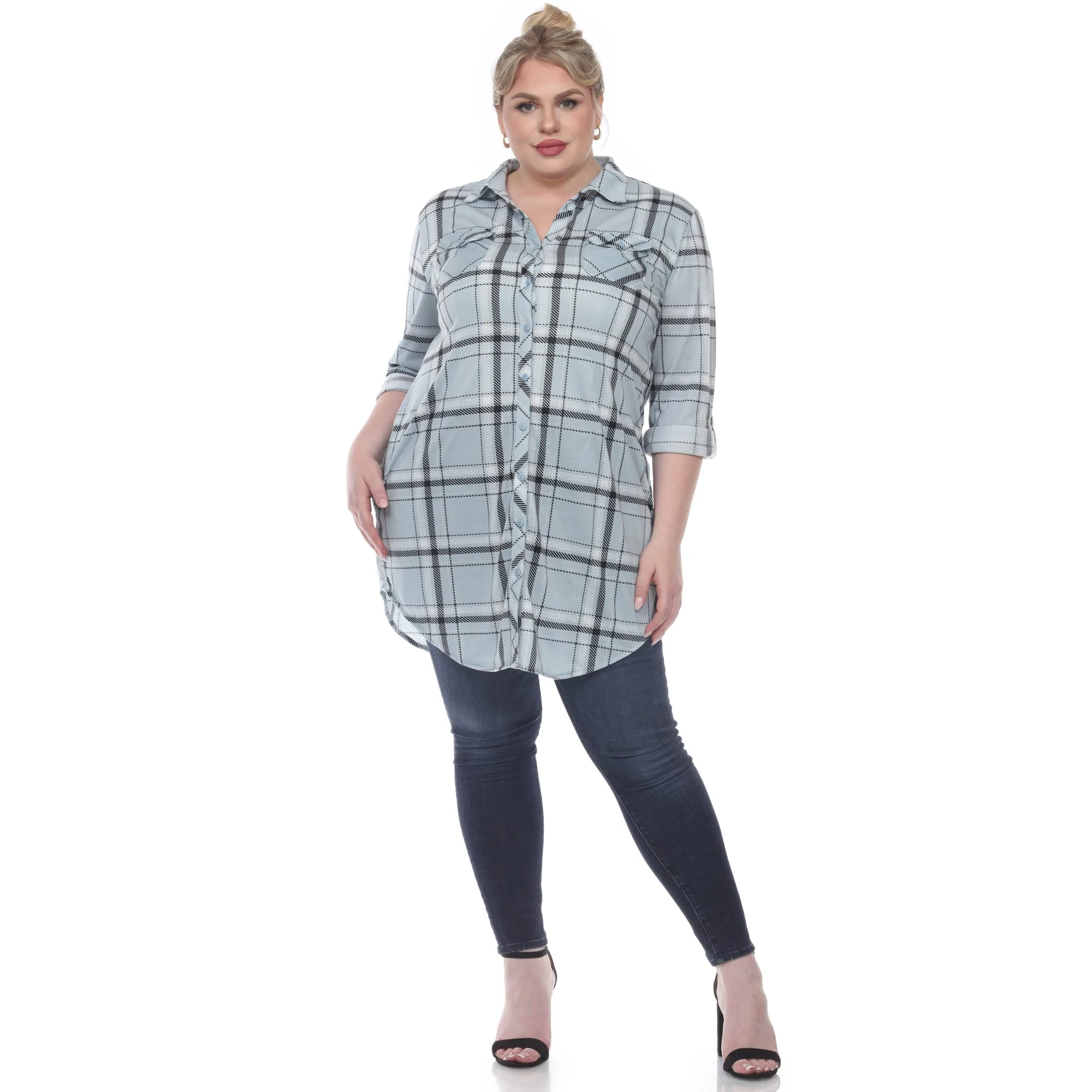 Plaid Tunic Top - Plus