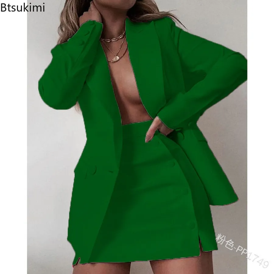 Plus Size 5XL 2 Piece Set Women Streetwear Candy Colors Basic Blazer Sets Coat   Shirts Slim Office Suit Jacket Women Outfits