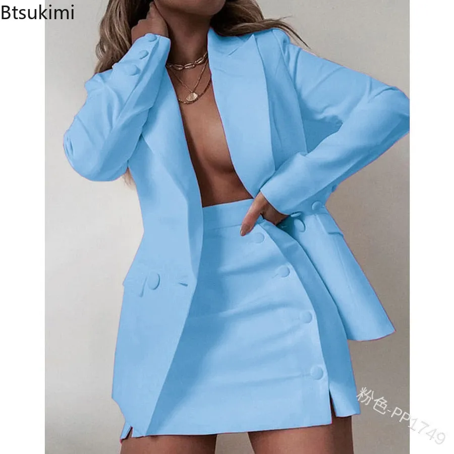 Plus Size 5XL 2 Piece Set Women Streetwear Candy Colors Basic Blazer Sets Coat   Shirts Slim Office Suit Jacket Women Outfits