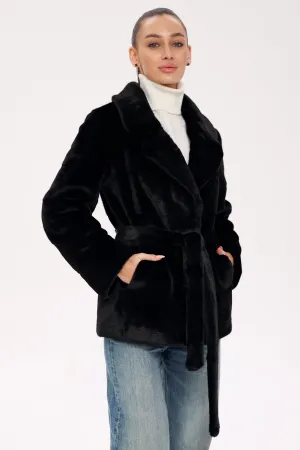 Pre-Order. Ships November 25. Faux Mink Effect Fur Coat