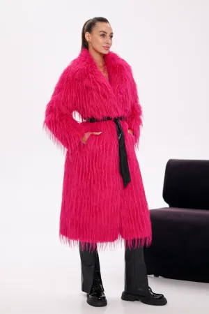 Pre-Order. Ships November 25. Faux Ostrich Effect Fur Coat