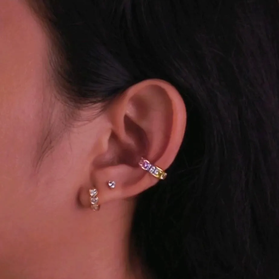 Rainbow Gem Gold 9mm Ear Cuff