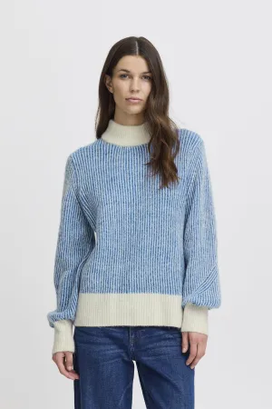 RELAXED FIT FUZZY BLUE SWEATER