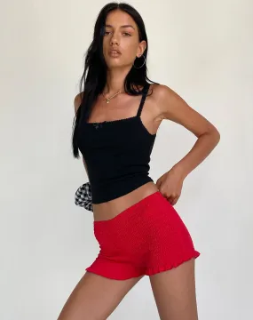 Ritala Shirred Micro Shorts in Racing Red