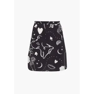 Sadie Flare Spellbound Print Mini Skirt In Black