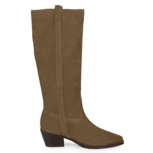 Saint Diane Beige Suede Leather Pull On Knee High Boots