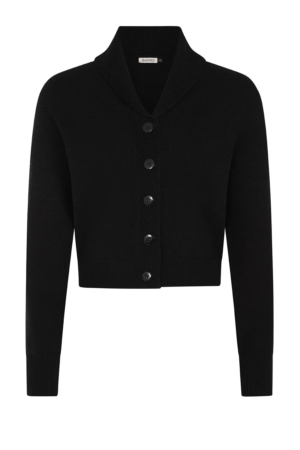 Shawl Collar Cardigan in Black by Banned Apparel