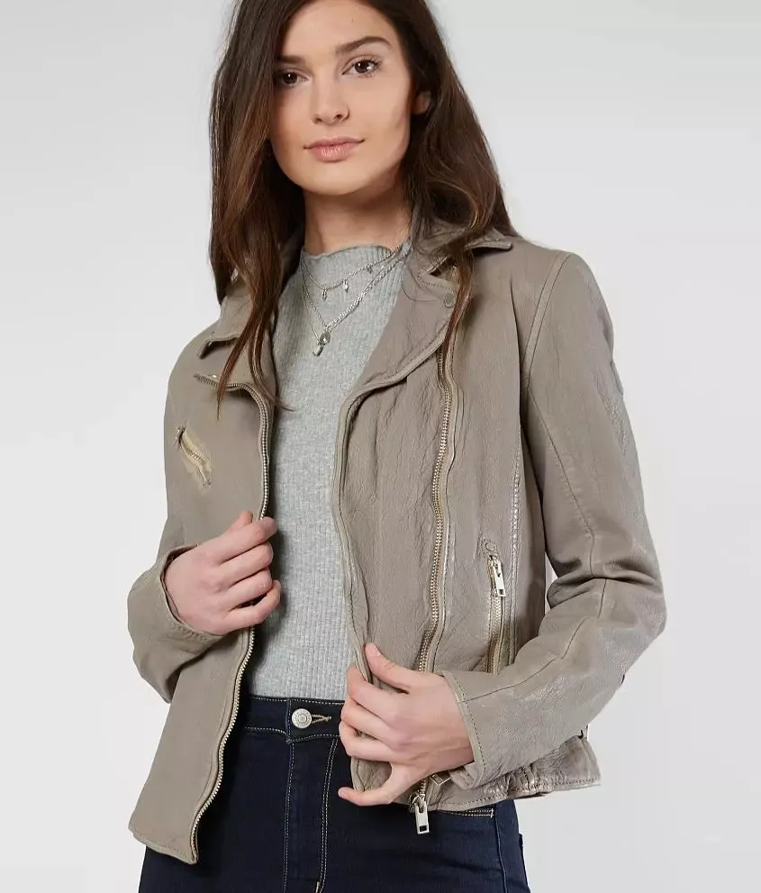 Sofia Leather Jacket - Elephant