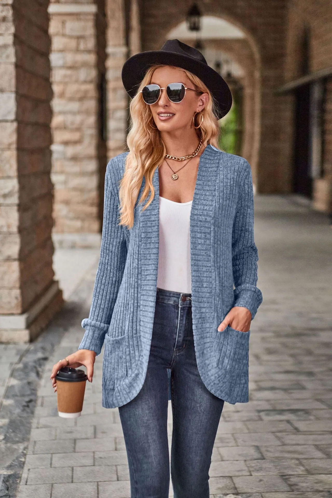 Solid Color Long Sleeve Cardigan