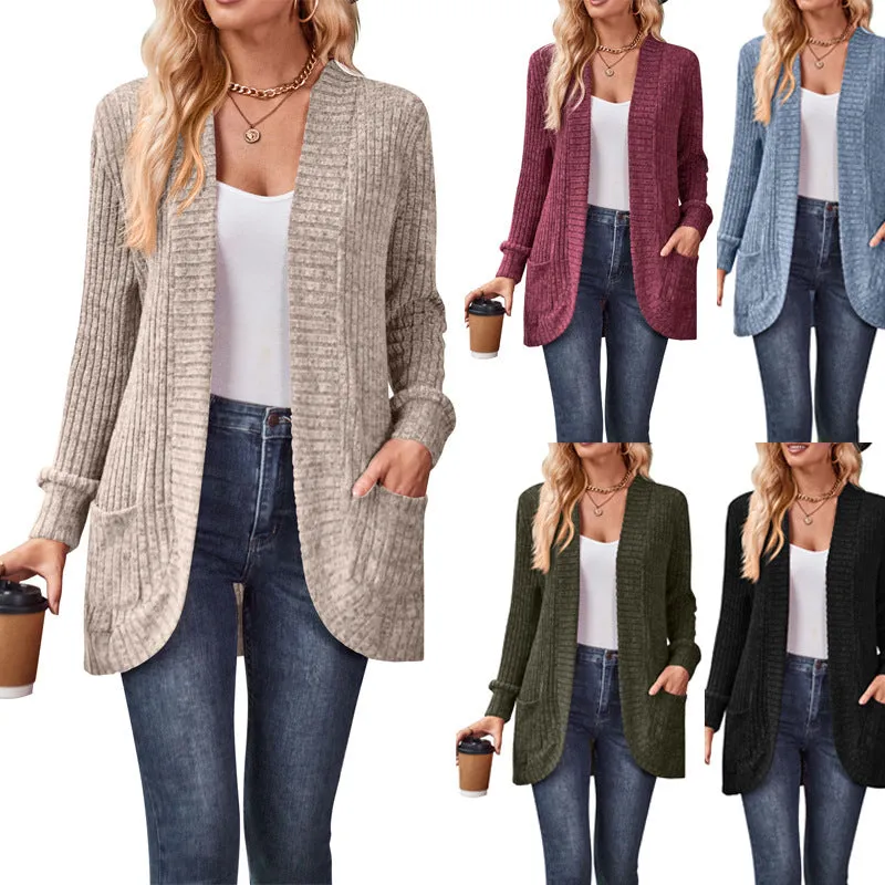 Solid Color Long Sleeve Cardigan