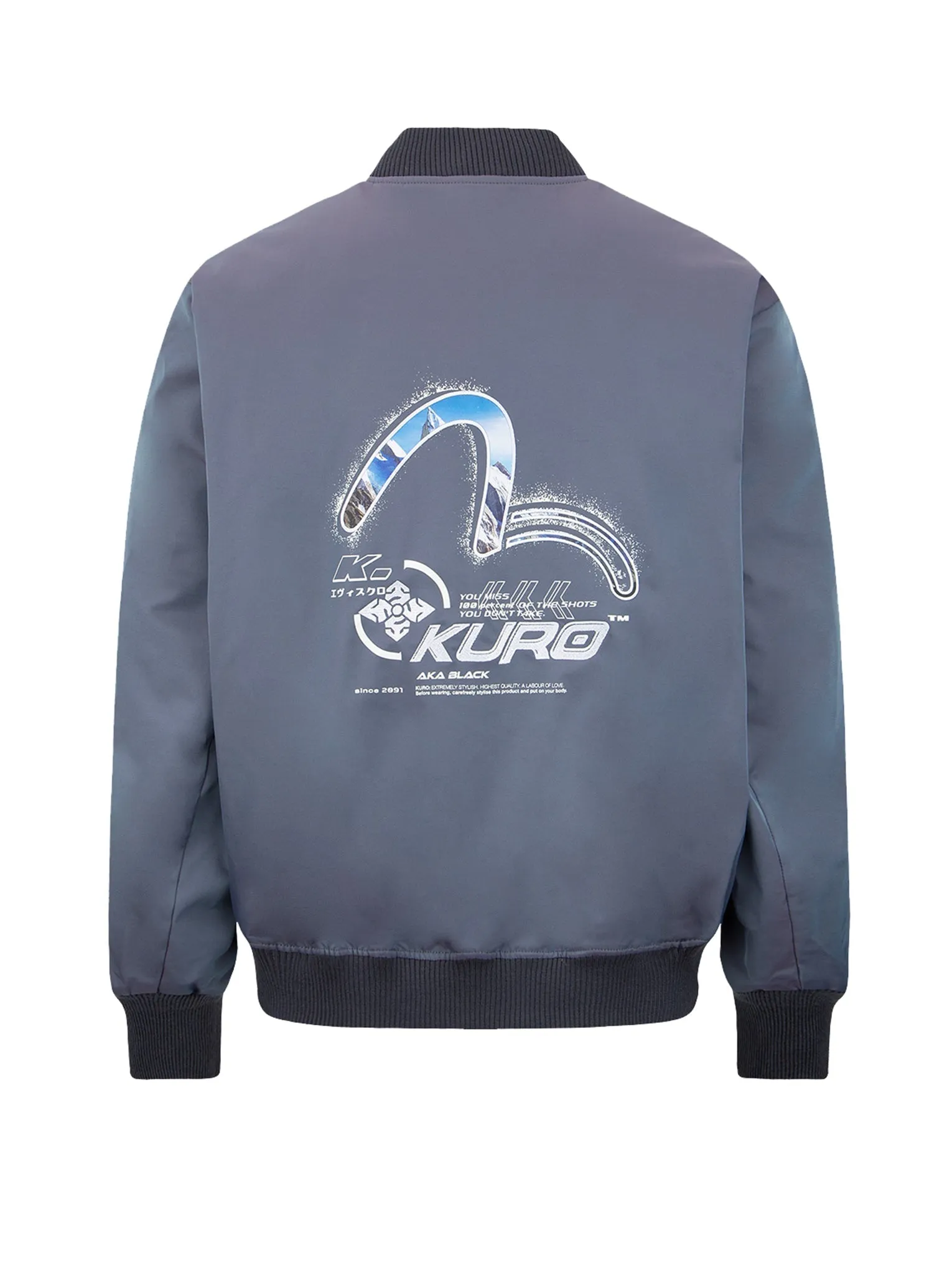 Spray Paint Effect Seagull Print Bomber Jacket